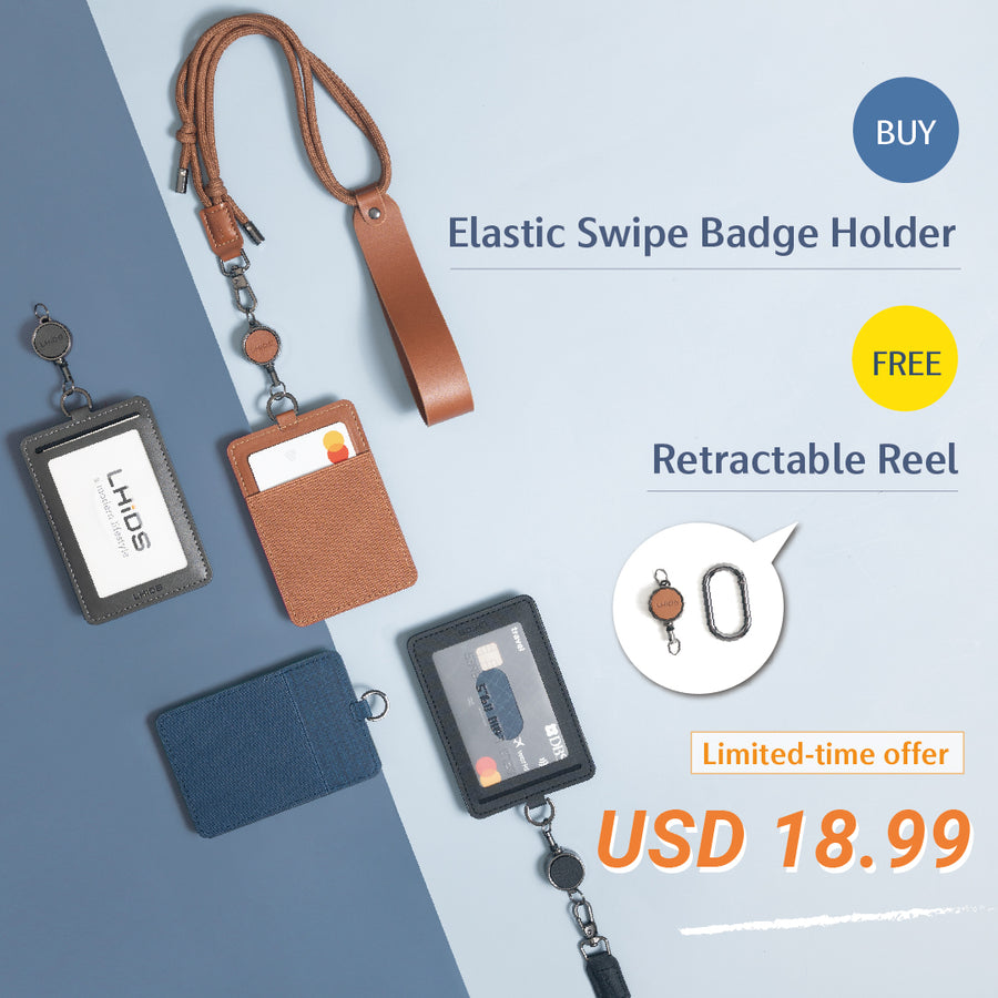 Elastic Swipe Badge Holder(with free Retractable Reel)